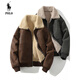 Paul fur all-in-one jacket men's jacket lamb wool jacket plus velvet thickened suede leather jacket motorcycle flying style retro coffee M