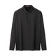 SEVEN outdoor/seamless/high elastic SEVEN easy-care long-sleeved polo shirt men's wool warm lapel T-shirt black L (175/92A)