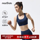 Macondo Women's Sports Bra Mid-High Strength Support Pressure Reduction Wide Shoulder Strap Half-Pull Cup Cool Quick-Drying Bra Summer Night Ocean Blue L