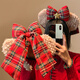 Beautifully made Christmas bow, red bear ears, plush headband, female amusement park photo, face wash, makeup, headband, cute bear headband, 1 piece