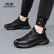 Aokang men's shoes autumn and winter new casual shoes men's genuine leather business men's sports leather shoes men's low-top non-slip work shoes black (1255432113R) 41 (standard leather shoe size)