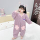 Snoopy (SNOOPY) children's one-piece pajamas for girls, flannel, autumn and winter for boys and girls, thickened coral velvet baby anti-kicking quilt sleeping bag, purple - twist velvet 80cm, recommended 75-85cm