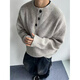 Digada Sweater Men's Autumn and Winter New American Cleanfit Henry Collar Bottoming Shirt Loose Knitted Sweater Men TXS-5010 Gray XL