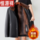 Hengyuanxiang autumn and winter velvet thickened leather jacket men's leather jacket jacket middle-aged and elderly dad's clothing warm mink collar inner liner trendy green 180