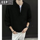 JEEP SPIRIT American retro Henley collar sweater for men, autumn and winter, lazy, high-end, casual, men's inner base sweater, dark gray 2XL