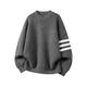 Henry collar sweater for men, autumn and winter warm outerwear, trendy brand lazy sweater, black L