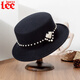 Lee dprre new autumn and winter British large brim flat top hat women's French retro elegant comfortable woolen felt top hat navy blue M size