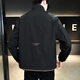 ROMON high-end jacket men's 2025 autumn and winter cotton sports casual stand-up collar loose trendy brand windbreaker work top men JK6051 black jacket XL size 125-140Jin Jin equals 0.5 kg