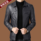 ARMANI EXCHANGE Armani high-end lapel leather jacket men's velvet thickened leather jacket young and middle-aged jacket men's winter jacket AG/BL813 black thin section M 170