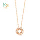 Chow Sang Sang 18K rose gold small round beads double ring color gold necklace women's model 91979N47 cm