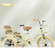 Children's Pedal Pedal Tricycle Tricycle Bicycle 12 Baby Men's and Women's Two-seater Bicycle Double Belt Fresh Green Rice Tire + Rear Seat Armrest Push Handle 16 Inch Children's Height 105-115CM