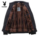 Playboy (PLAYBOY) winter men's chenille jacket dad's woolen jacket autumn and winter middle-aged men's top official flagship new model/black and blue chenille stand-up collar plus velvet thickening M 170 (suitable for 100-115 Jin Jin is equal to 0.5 kg