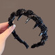 Princess of Paris Headband for Women 2025 New Light Luxurious Pressed Hair Headband Temperament Small Fragrance Style Beaded Wrap Hair Bundle Headband Princess of Paris Hairband Black 1 pc