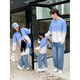 Tonghuai parent-child clothing autumn clothing 2025 new round neck long-sleeved sweatshirt for a family of three or four autumn and winter mother-child mother-daughter family clothing blue hanging dye (spring and autumn) sweatshirt 130 cm