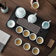 Yuese Ru Kiln Kung Fu Tea Set Ceramics with Tea Tray Office Guest Household Small Set Ru Kiln 12 Pieces + Tea Tray Window Ming Rectangular 43x26 12 Pieces