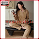 FENTENGG anti-static flannel couple pajamas for women winter warm thickened coral velvet men's home wear set 64305 warm coffee-female XL