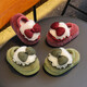 Winter children's cotton slippers for girls princess non-slip EVA warm plus fluffy bow cotton slippers for small and medium-sized children red (heel included) 12 34/35 size (inner length 20CM without back elastic band