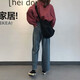 
Mannaxuan's new summer high-waist straight nine-point jeans for women's bf Korean version large size loose retro versatile dad wide-leg pants light blue 9923 single size collection and purchase priority delivery