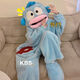 Ugly fish one-piece pajamas autumn and winter coral velvet clownfish new plus velvet thickened cute cartoon one-piece home clothes 50822 clownfish one-piece velvet light blue L 100-120Jin Jin equals 0.5 kg
