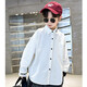 Children's clothing boys' spring white shirts 2025 new medium and large children's spring and autumn boys' spring long-sleeved shirts trendy white 130
