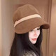 Cata Beast Duck Hat Women's Fashionable and Versatile Spring and Autumn Retro Hepburn Style Corduroy Shopping and Outing Baseball Cap Khaki One Size