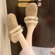 Retro bow thick-soled toe-cap fur slippers for women for outer wear 2025 new autumn and winter plus velvet warm Birkenstock cotton slippers C80 card color 37