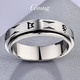 GsunG platinum six-word mantra turning ring for men PT950 pure white gold ring for women and black gold ring for couples. Priced by gram. Contact before bidding.