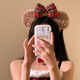 Beautifully made Christmas bow, red bear ears, plush headband, female amusement park photo, face wash, makeup, headband, cute bear headband, 1 piece