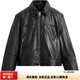 ZARA simple and versatile black men's long-sleeved leather jacket is comfortable and loose black M (180/96A)