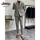 JEEP SPIRIT Jeep Double Breasted Suit Men's Suit Suit Autumn Men's Striped Casual Suit Men's Business Formal Wear Groom Dinner Black (Suit+Trousers+Vest) XL 52 125-140 Jin Jin is equal to 0.5 kg