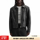 ZARA simple and versatile black men's long-sleeved leather jacket is comfortable and loose black M (180/96A)