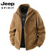 JEEP SPIRIT Corduroy New Men's Jacket Spring and Autumn Stand Collar Casual Jacket Trendy Handsome Versatile Fashion Workwear Top Black M