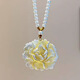 Laohuangxiang genuine pure silver 999 gold peony pendant Chinese style women's Chinese double-sided braided rope sterling silver necklace