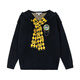 B.Duck Little Yellow Duck Sweater Women's 2025 Winter New Contrast Color Jacquard Plaid Scarf Patch Hooded Sweater Black XS