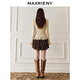 MAXRIENY Shopping mall same style French retro knitted lace shirt women's 25 winter slim long-sleeved top cream S