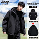 JEEP SPIRIT Jeep Jacket Men's Three-in-One Fleece Jacket Removable Windproof Plus Velvet Autumn and Winter Jacket Men's Jet Black XL