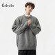 Cebrodz French sweater men's autumn and winter new fashion brand American Henry collar sweater casual tops couple jacket dark gray L