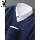 Playboy brand autumn and winter woolen sweater for men, V-neck long-sleeved business casual sweater with loose knitted bottoming cashmere sweater, raw cashmere rice S 100-120Jin Jin is equal to 0.5 kg