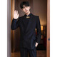 New Chinese style black buttoned suit jacket Chinese tunic suit engagement groom wedding dress casual suit black jacket high quality S recommended 75-95Jin Jin equals 0.5 kg