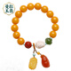 Manla Jade Pei Natural Beeswax Bracelet Female Chicken Oil Yellow Single Circle DIY Bracelet Amber Lucky Small Pixiu Beads 11mm Beeswax Beads About 11mm 13pcs