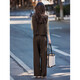 Awakening Paradise Autumn and Winter Fashionable French Commuting Vest Jacket Bottoming Shirt Wide Leg Pants Suit Brown XL
