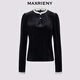 MAXRIENY Shopping mall same style French Hepburn style contrast collar waist shirt for women 25 winter style waist top black S