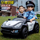 Babypure shine children's electric car four-wheel car baby police car stroller for boys and girls with remote control to sit on and swing toy car luxury with dual drive white remote control swing + bluetooth large default