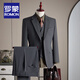 ROMON high-end modal woolen suit suit men's autumn groom wedding dress business casual professional suit navy blue two-piece suit top + pants 2XL 54 135-148Jin Jin equals 0.5 kg to wear