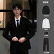 Suit suit for men, teenagers, high school students, college students, graduation defense formal wear, casual interview suit men, four-piece suit, suit + white shirt + black tie + trousers XL recommended 135 Jin Jin equals 0.5 kg -150 Jin Jin equals 0.5 kg