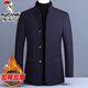 Woodpecker wool woolen coat men's stand-up collar high-end top jacket autumn and winter business casual middle-aged and elderly cotton daddy wear black jacket brand special price clearance XL recommended 125-140Jin Jin equals 0.5 kg