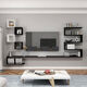 Qiao Bo Lai simple living room suspended wall-mounted TV cabinet decorative rack wall storage rack square cabinet wooden frame multi-layer total length 160cm black and white