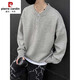 Pierre Cardin brand gray American Henry collar sweater men's early autumn high-end lazy style bottoming sweater cleanfit light gray Henry collar M (recommended 95-115Jin Jin equals 0.5 kg b