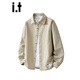 CHOCOOLATEit pure cotton striped long-sleeved shirt men's autumn new loose lapel casual jacket shirt beige L