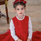 IVY HOUSE children's clothing for girls and older children in autumn and winter new style mesh high-end dress floral texture vest dress New Year's wear red 150